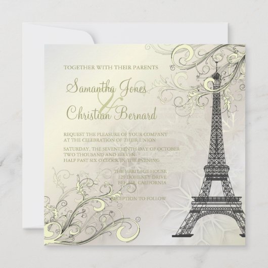 PixDezines EIFFEL PARIS+SNOWFLAKES INVITATIES Kaart (Achterkant)