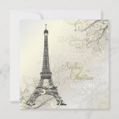 PixDezines EIFFEL PARIS+SNOWFLAKES INVITATIES Kaart (Voorkant)