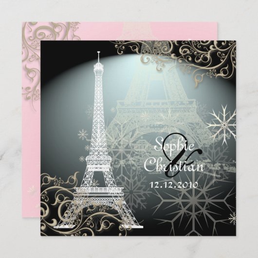 PixDezines EIFFEL TOWER INVITATIONS/DIY BACKGROUND Kaart (Voorkant / Achterkant)