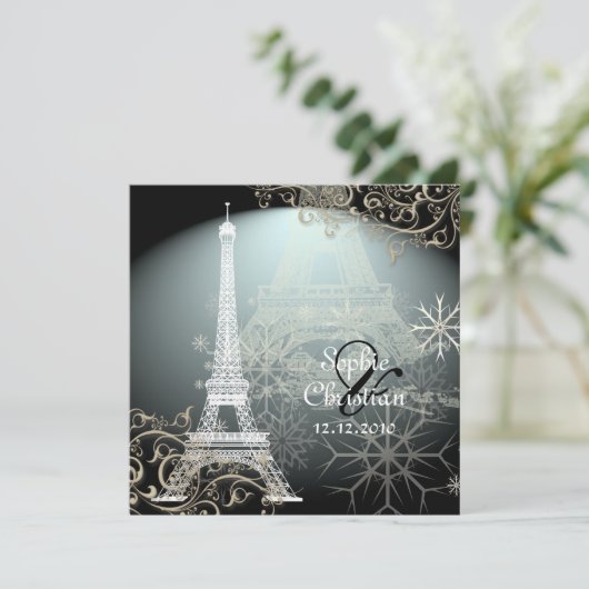 PixDezines EIFFEL TOWER INVITATIONS/DIY BACKGROUND Kaart (Staand voorkant)