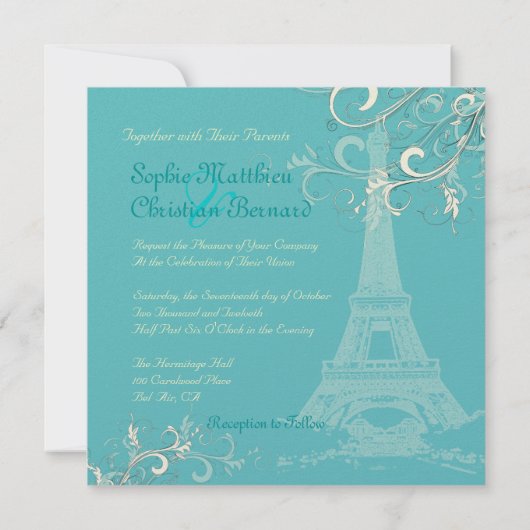 PixDezines EIFFEL TOWER INVITATIONS/DIY BACKGROUND Kaart (Achterkant)