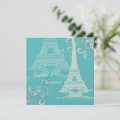PixDezines EIFFEL TOWER INVITATIONS/DIY BACKGROUND Kaart (Staand voorkant)