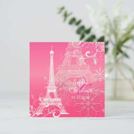 PixDezines EIFFEL TOWER INVITATIONS/DIY BACKGROUND Kaart (Staand voorkant)