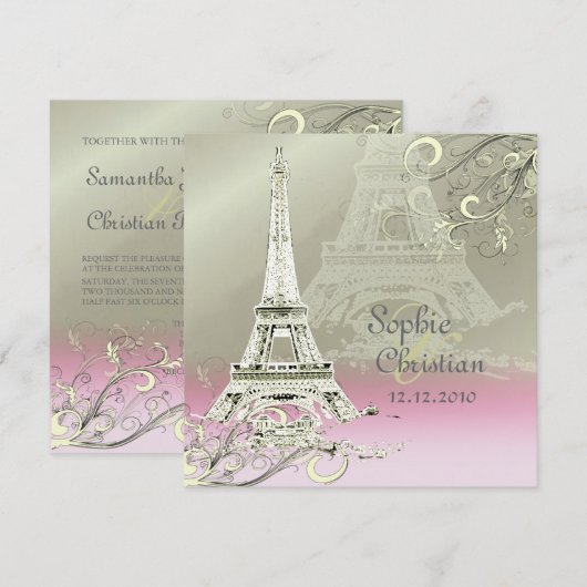 PixDezines EIFFEL TOWER INVITATIONS/DIY BACKGROUND Kaart (Voorkant / Achterkant)