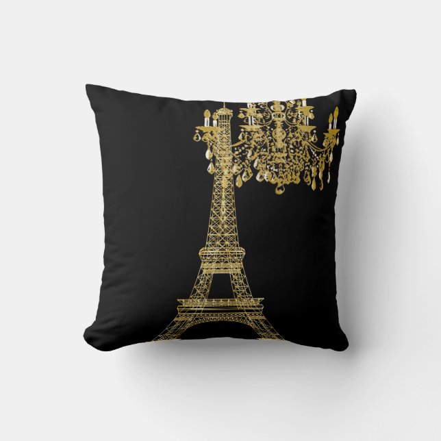 PixDezines eiffeltower/faux goud/DIY kleur Kussen (Voorkant)