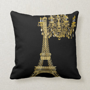 PixDezines eiffeltower/faux goud/DIY kleur Kussen