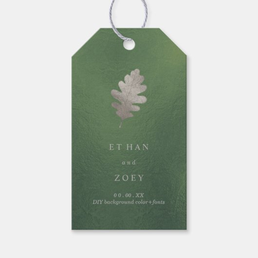 PixDezines Eikenbladeren/Zilver/DIY Achtergrond Cadeaulabel (Voorkant)