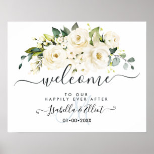 PixDezines Elegant Alabaster Rozen Welkom Poster