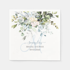 PixDezines Elegant Blue Gum Eucalyptus Monogram Servet