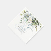 PixDezines Elegant Blue Gum Eucalyptus Monogram Servet (Hoek)