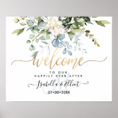 PixDezines Elegant Blue Gum Eucalyptus Welcome Poster (Voorkant)