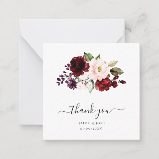 PixDezines Elegant Blush Burgundy Waterverf Rozen Notitiekaartje (Voorkant)