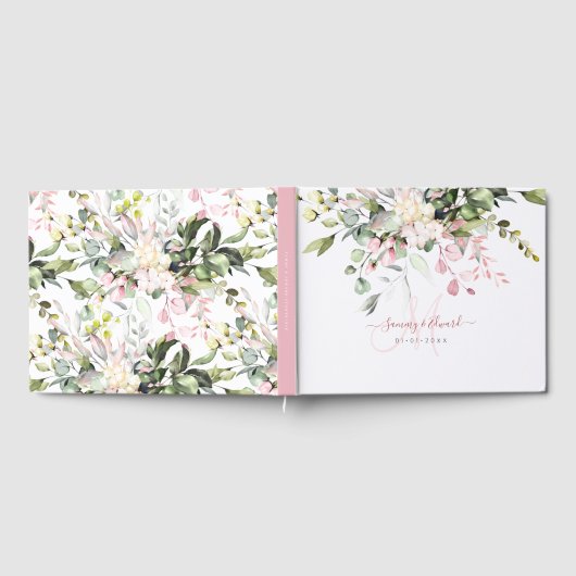 PixDezines Elegant Blush Gum Eucalyptus Monogram Gastenboek (Volledig)