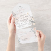 PixDezines Elegant Blush Peonies All In One Uitnodiging (Afscheurbaar)