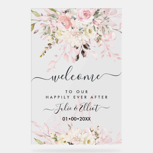 PixDezines Elegant Blush Pink Gum Eucalyptus Acryl Bord (Voorkant)