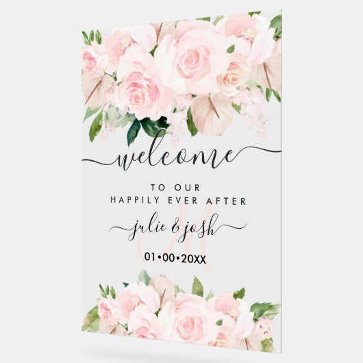 PixDezines Elegant Blush Roze Rozen Anthuriums Acryl Bord (Hoek)