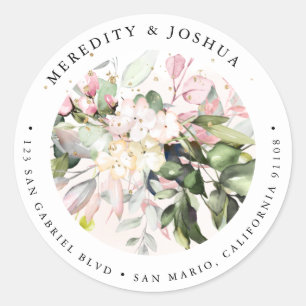 PixDezines Elegant botanisch Blush Roze Eucalyptus Ronde Sticker