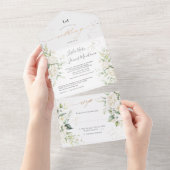 PixDezines Elegant Creamy White Roses All In One Uitnodiging (Afscheurbaar)