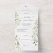 PixDezines Elegant Creamy White Roses All In One Uitnodiging (Binnen)