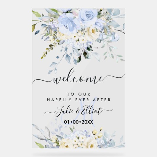 PixDezines Elegant Dusty Blue Gum Eucalyptus Acryl Bord (Voorkant)