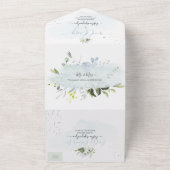 PixDezines Elegant Dusty Blue Gum Eucalyptus All In One Uitnodiging (Buitenkant)