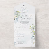 PixDezines Elegant Dusty Blue Gum Eucalyptus All In One Uitnodiging (Binnen)