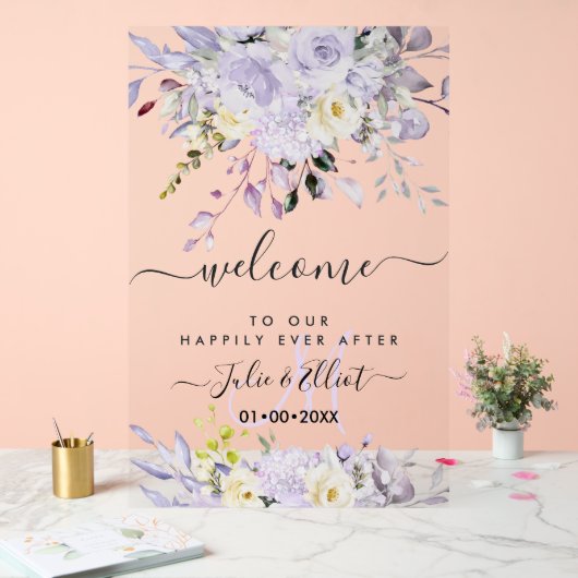 PixDezines Elegant Dusty Paars Gum Eucalyptus Acryl Bord (Huwelijk)