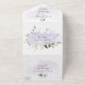 PixDezines Elegant Dusty Paars Gum Eucalyptus All In One Uitnodiging (Buitenkant)