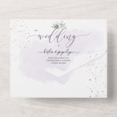 PixDezines Elegant Dusty Paars Gum Eucalyptus All In One Uitnodiging (Achterkant)