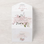 PixDezines Elegant Dusty Roos+Gum Eucalyptus All In One Uitnodiging (Buitenkant)