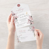 PixDezines Elegant Dusty Roos+Gum Eucalyptus All In One Uitnodiging (Afscheurbaar)