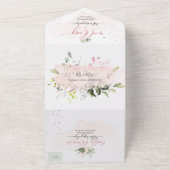 PixDezines Elegant Dusty Roos Gum Eucalyptus All In One Uitnodiging (Buitenkant)