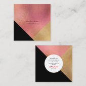 PixDezines Elegant Faux Gold Rood Koper Vierkante Visitekaartje (Voorkant / Achterkant)