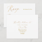 PixDezines Elegant Gouden Kalligrafie RSVP W Maalt Uitnodiging Briefkaart (Voorkant / Achterkant)