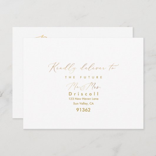 PixDezines Elegant Gouden Kalligrafie RSVP W Maalt Uitnodiging Briefkaart (Voorkant / Achterkant)