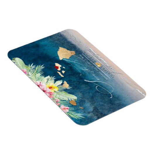 PixDezines Elegant Hawaiian DIY Map Save the Date Magneet (Rechterzijde)