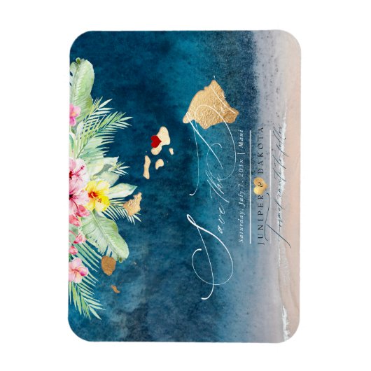 PixDezines Elegant Hawaiian DIY Map Save the Date Magneet (Verticaal)