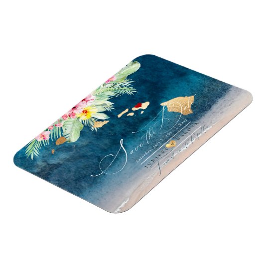 PixDezines Elegant Hawaiian DIY Map Save the Date Magneet (Linkerzijde)