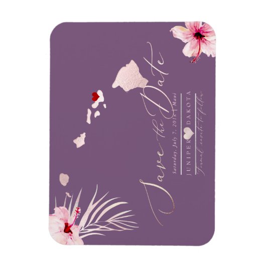 PixDezines Elegant Hawaiian DIY Map Save the Date Magneet (Verticaal)