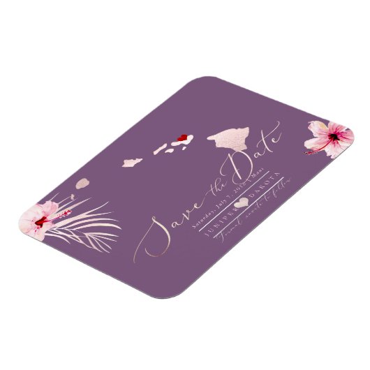 PixDezines Elegant Hawaiian DIY Map Save the Date Magneet (Linkerzijde)
