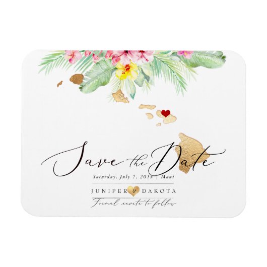 PixDezines Elegant Hawaiian DIY Map Save the Date Magneet (Horizontaal)