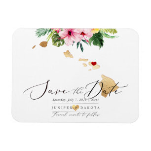 PixDezines Elegant Hawaiian DIY Map Save the Date Magneet