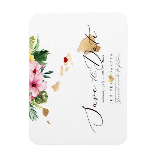 PixDezines Elegant Hawaiian DIY Map Save the Date Magneet (Verticaal)