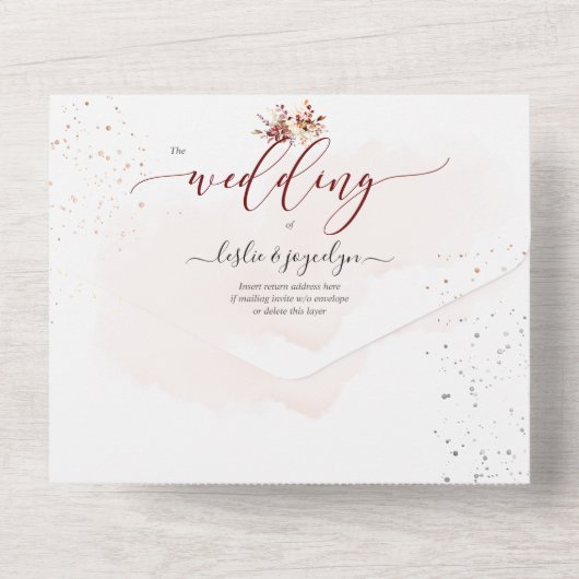 PixDezines Elegant Herfst Foliage Gum Eucalyptus All In One Uitnodiging (Achterkant)