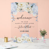 PixDezines Elegant Ice Blue Hyde Alabaster Rozen Acryl Bord (Huwelijk)