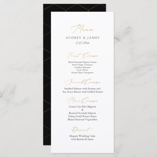 PixDezines elegant kalligrafie Faux Gold Menu (Voorkant / Achterkant)