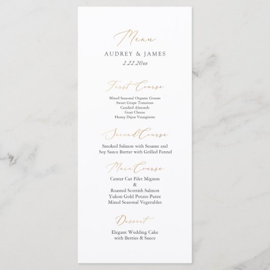 PixDezines elegant kalligrafie Faux Gold Menu (Voorkant)