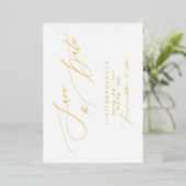 PixDezines Elegant Luxe Calligrafie Sparen de Datu Folie Uitnodiging (Staand Voorkant)