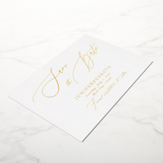 PixDezines Elegant Luxe Calligrafie Sparen de Datu Folie Uitnodiging (Gedraaid)