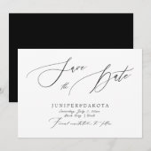 PixDezines Elegant Luxe Calligrafie Sparen de Datu Kaart (Voorkant / Achterkant)
